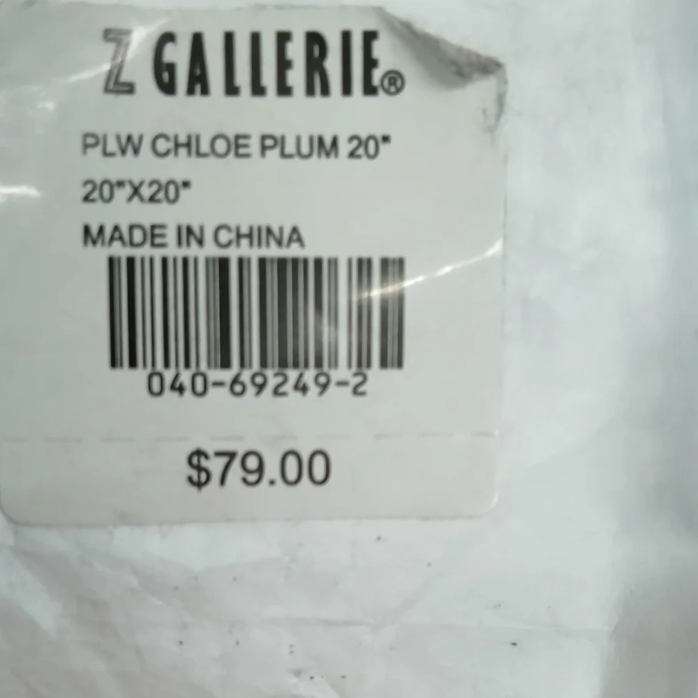 New Z Gallerie Chloe Velvet Fringe Pillow. Plum - Picture 10 of 10